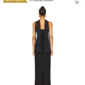 superdown Black Strapless Column Gown with Sheer Back Drape